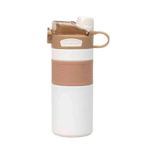 Termos 2 in 1, interior inox, capacitate 600ml, model cu pai, alb / ZTS 8443