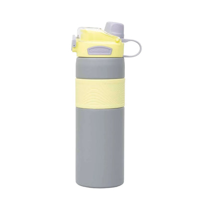 Termos 2 in 1, interior inox, capacitate 800ml, model cu pai, galben / ZTS 8444