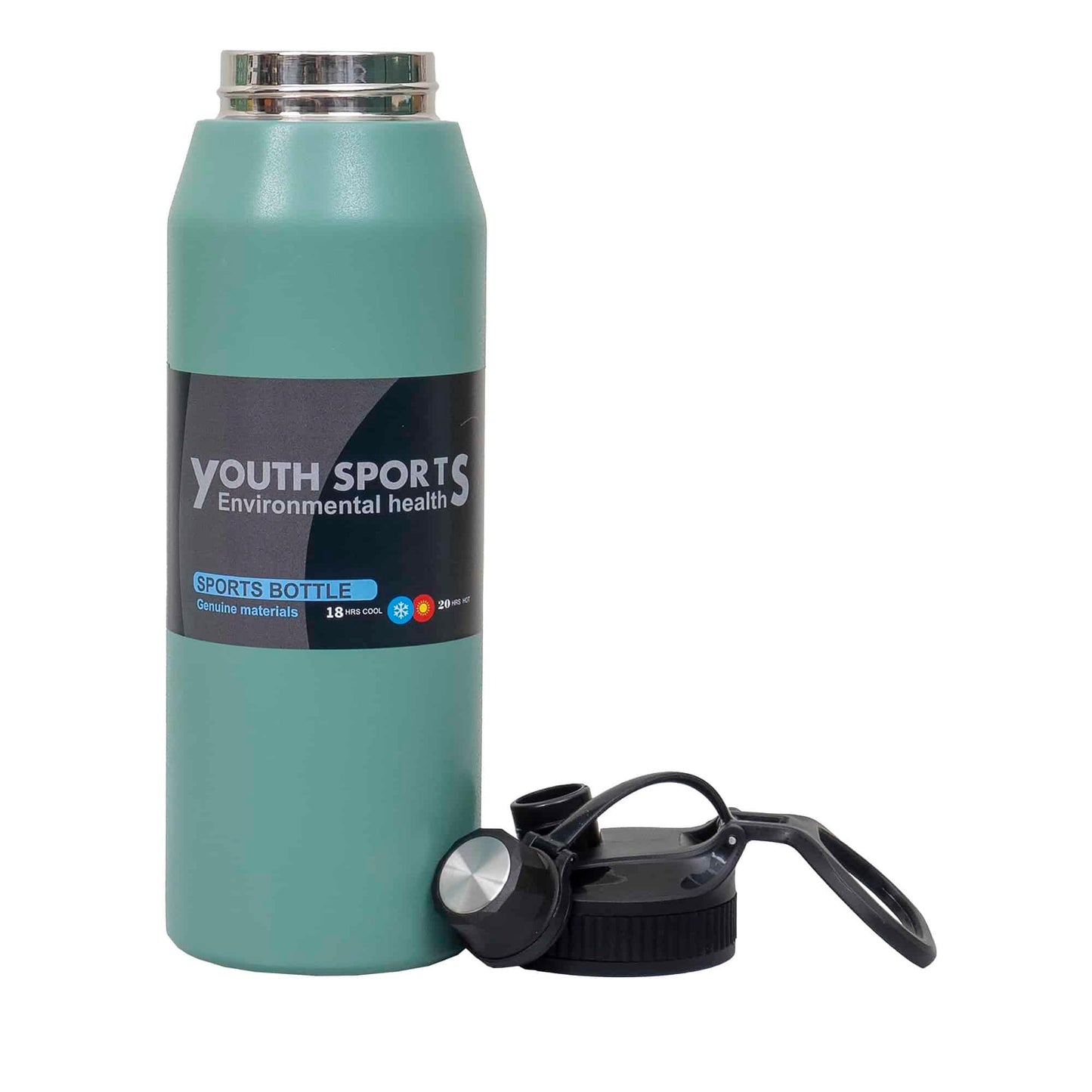 Termos YOUTH SPORTS, interior inox, capacitate 1L, model sticla, verde / ZTS 8446