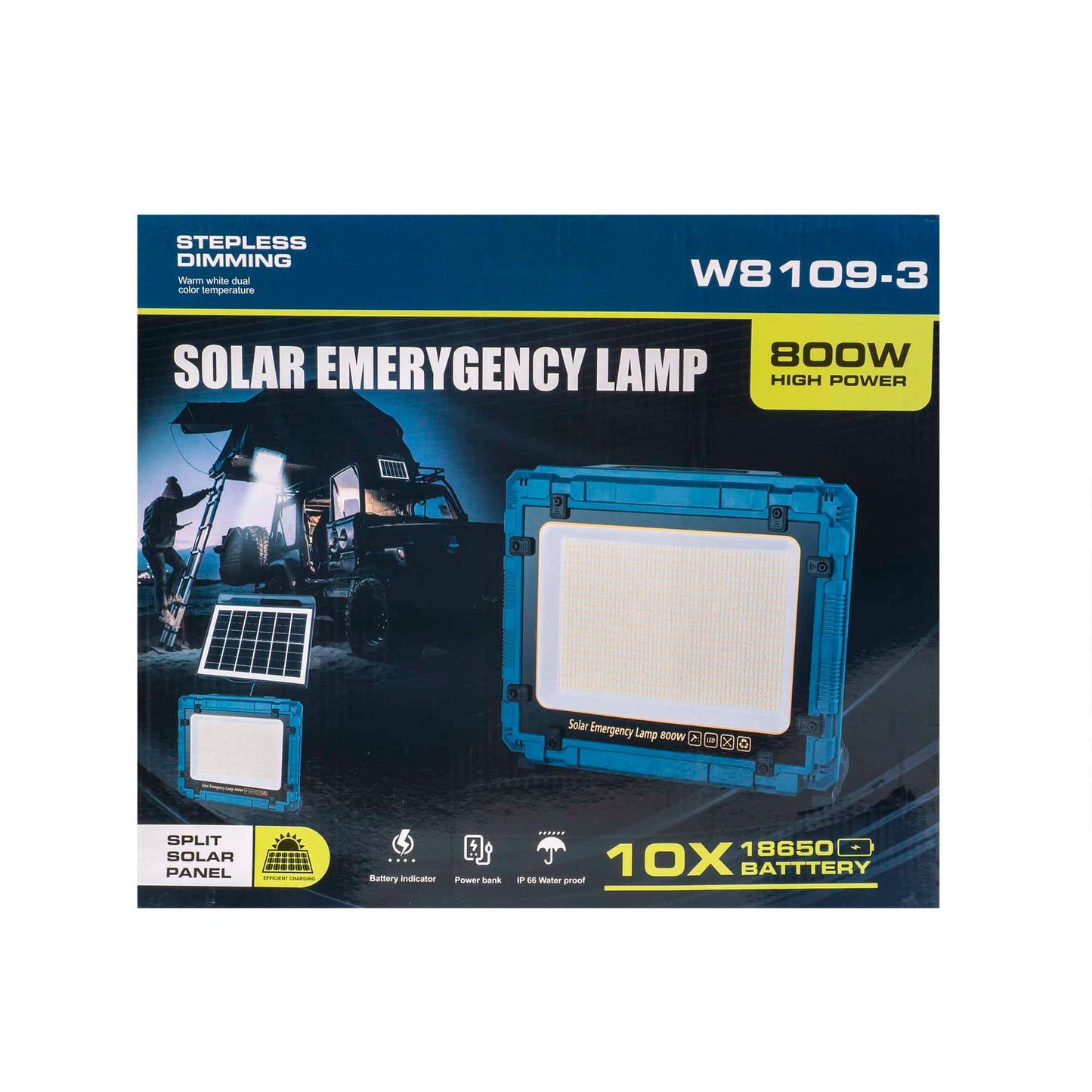 Proiector led cu incarcare solara si USB, 800W, panou incorporabil si detasabil Z-TOOLS / ZTS 8964