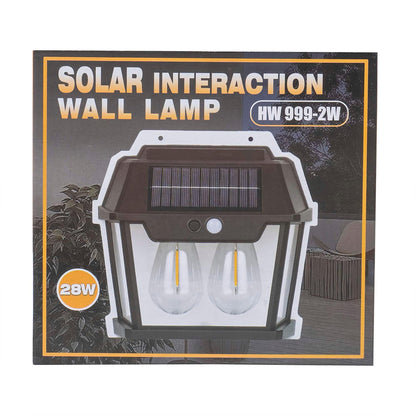 Lampa solara de perete, cu 2 becuri LED, putere 28W, senzor de miscare, 3 moduri de lumina / ZTS 8196