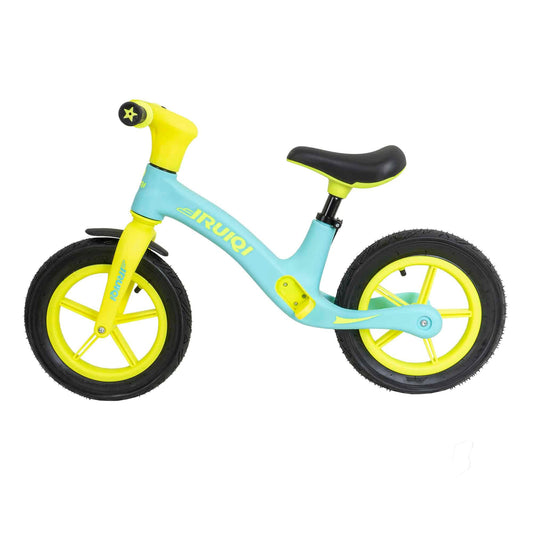 Bicicleta fara pedale pentru copii IRUIQI, roti de cauciuc si scaun reglabil, +3ani, bleu so galben neon Z-TOOLS / ZTS8453