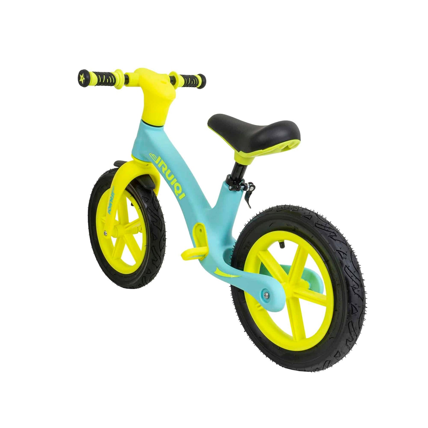 Bicicleta fara pedale pentru copii IRUIQI, roti de cauciuc si scaun reglabil, +3ani, bleu so galben neon Z-TOOLS / ZTS8453