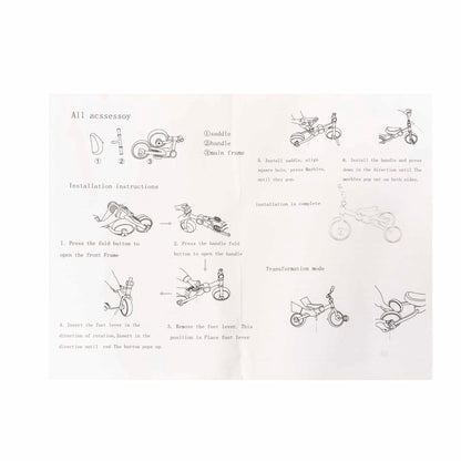Tricicleta pliabila 2 in 1 pentru copii, reglabila, negru-rosu / ZTS8483