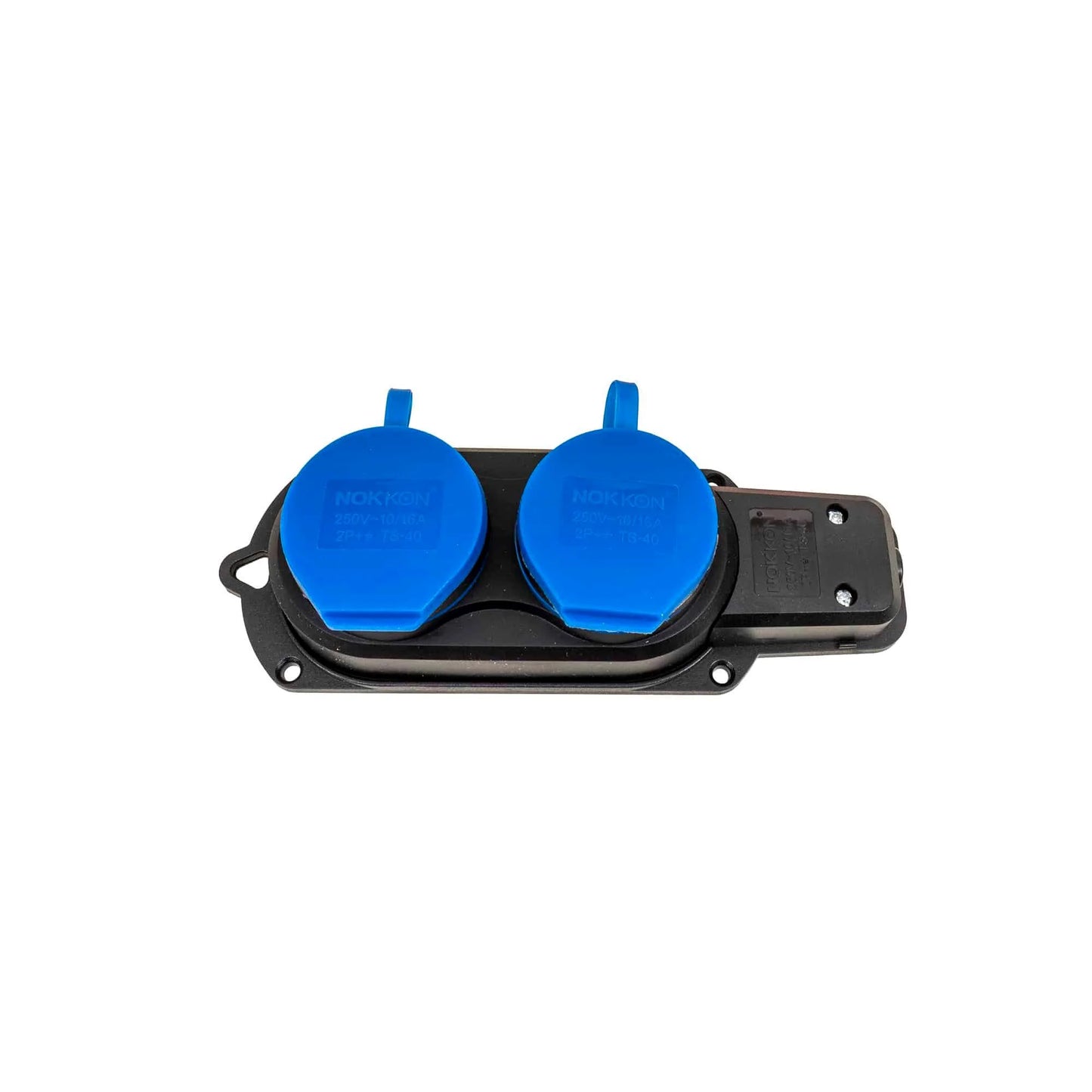 Prelungitor cauciucat pentru exterior, cu 2 lacasuri, 10A-16A, 250V, fara cablu / ZTS9063