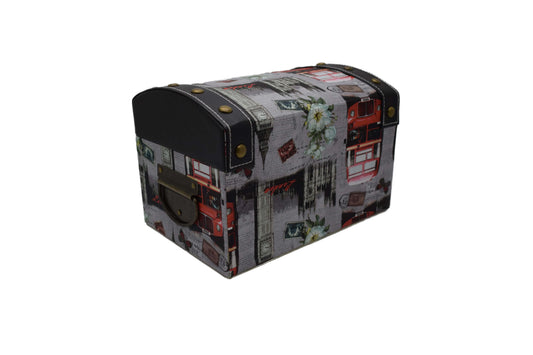 Cufar din piele ecologica cu imprimeu, Naimeed D47-1, 24 x 16,5 x 16,5 cm