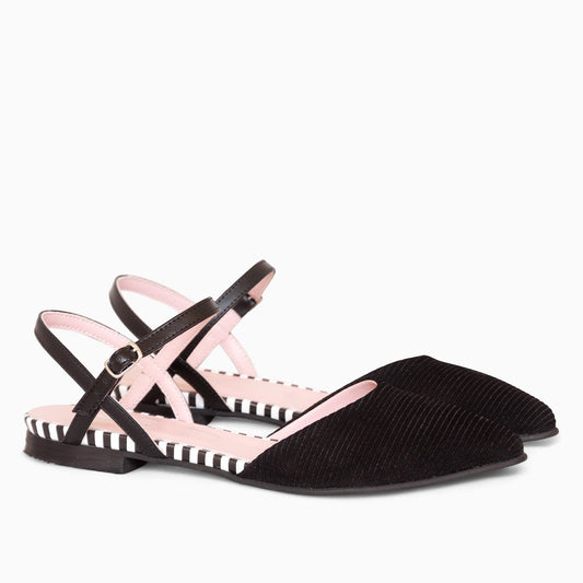 Balerin din piele naturala neagra Willa