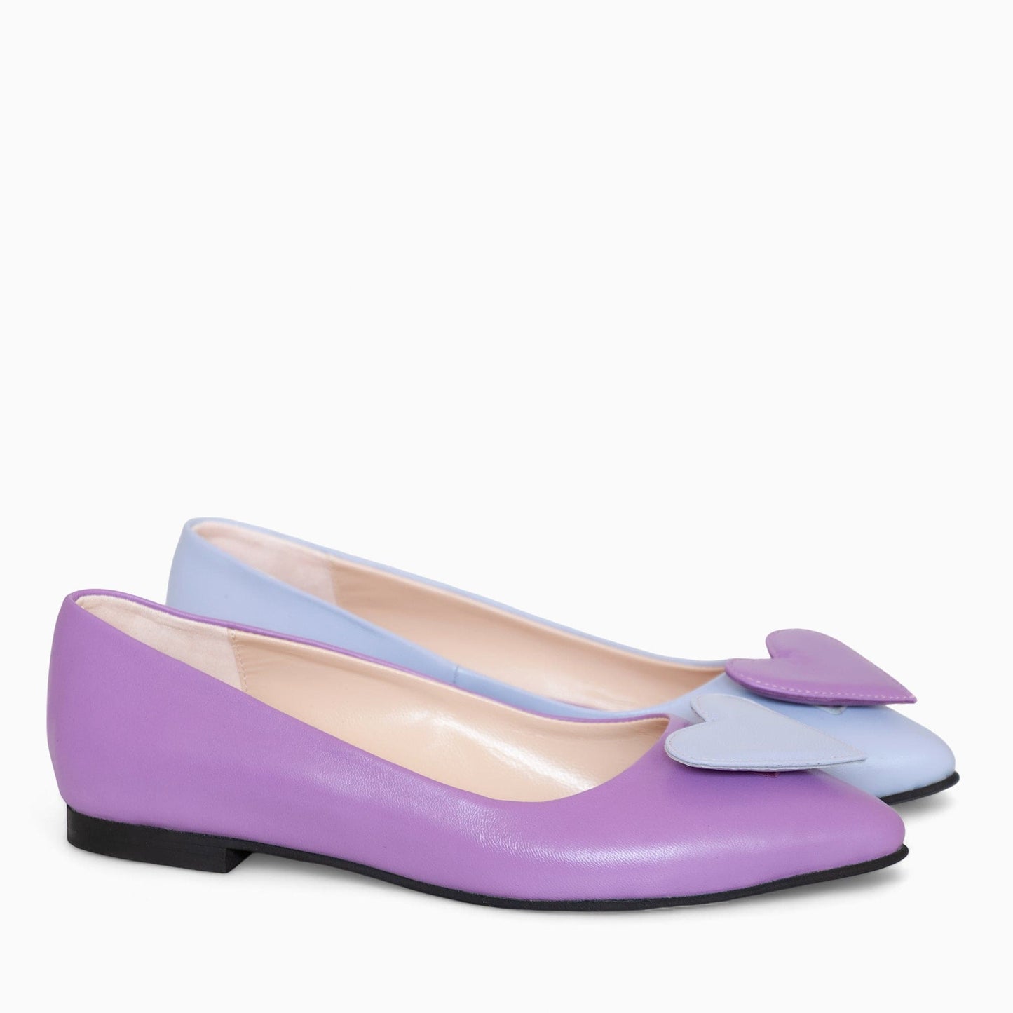 Balerini asimetrici din piele naturala lila Effie