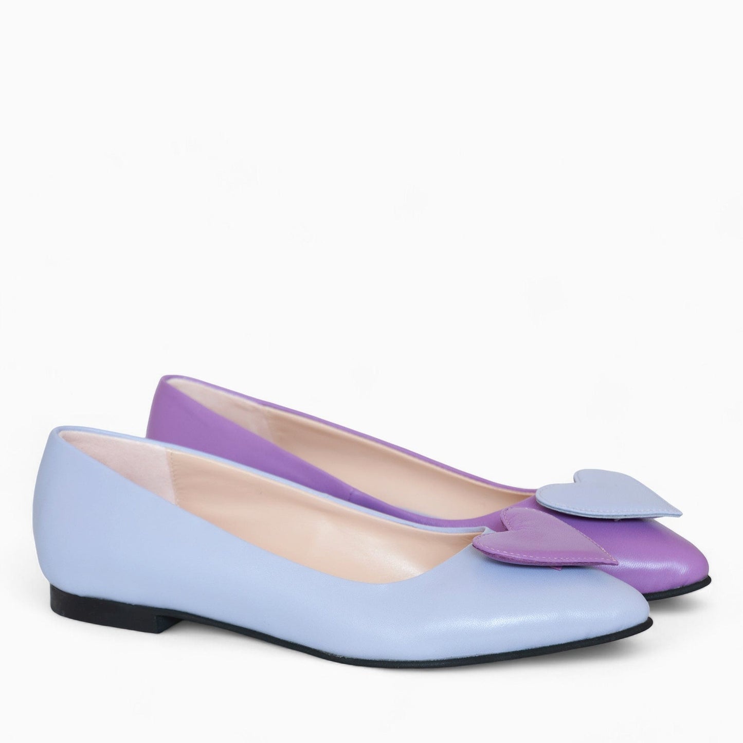 Balerini asimetrici din piele naturala lila Effie