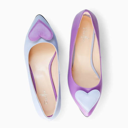 Balerini asimetrici din piele naturala lila Effie