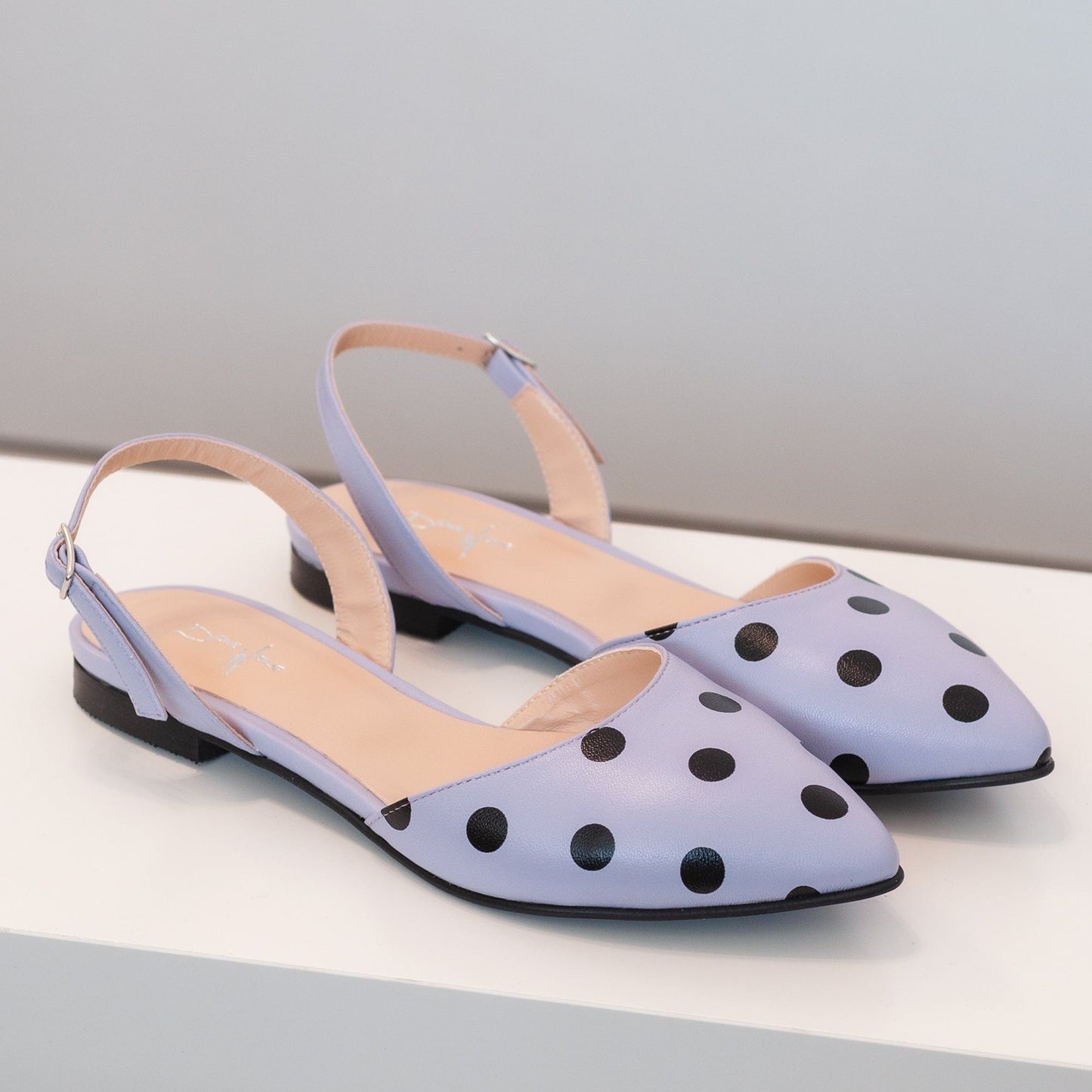 Balerini asimetrici din piele naturala lila Susie