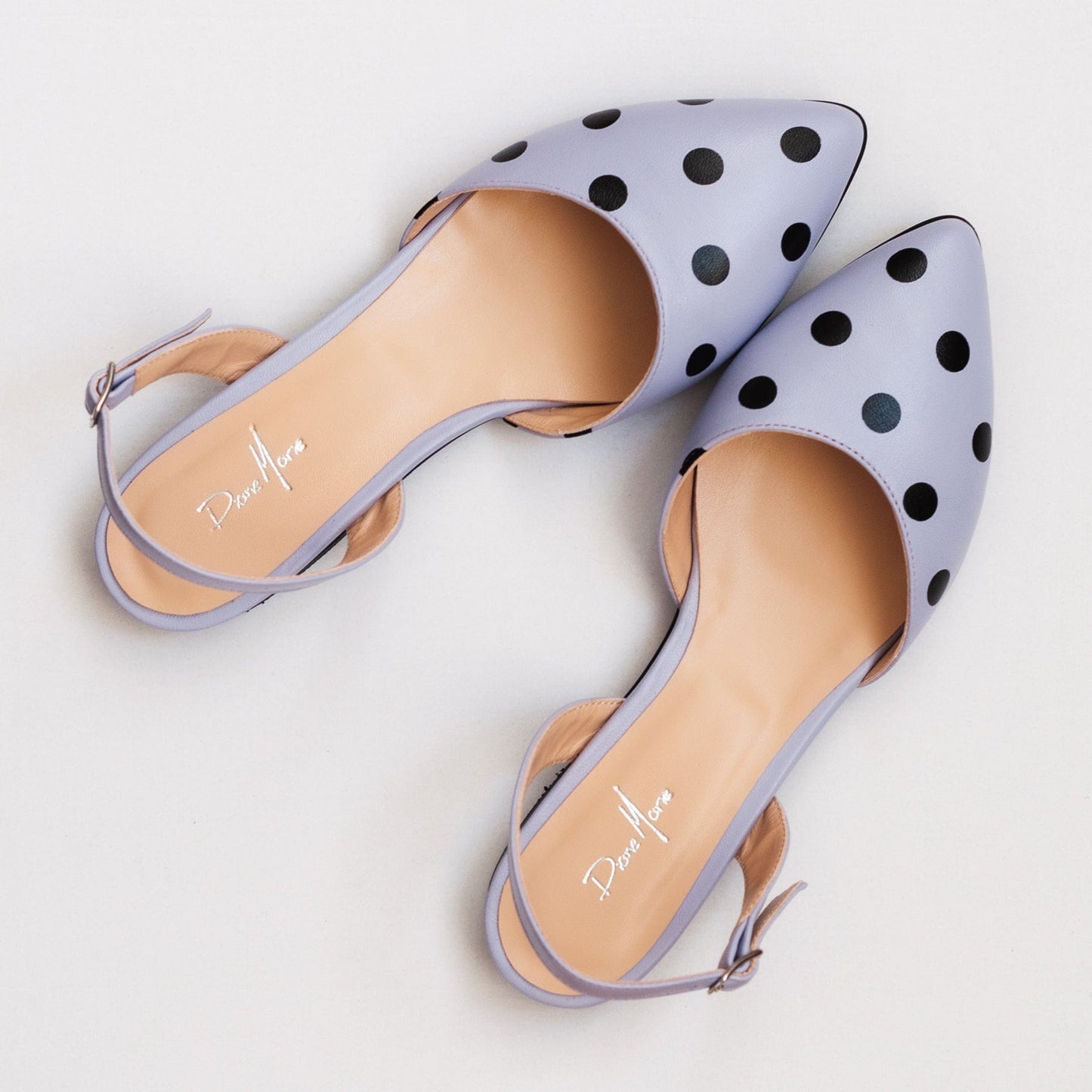 Balerini asimetrici din piele naturala lila Susie