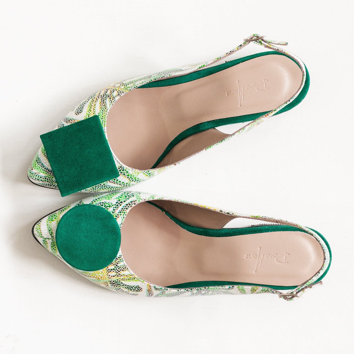 Balerini decupati din piele naturala cu print tropical Paradiso