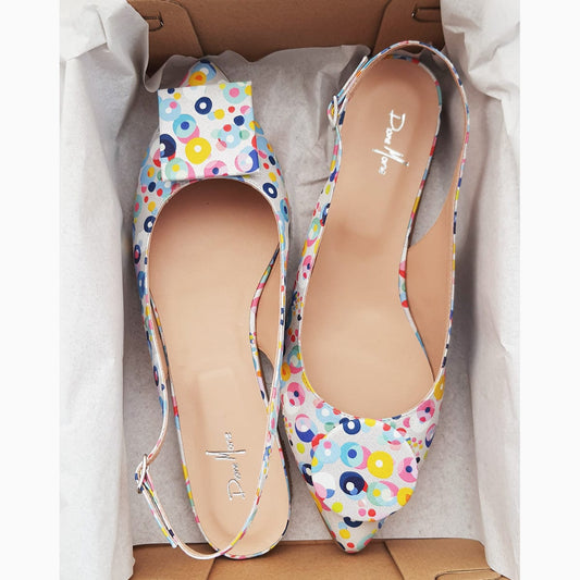 Balerini decupati din piele naturala imprimata Sparks