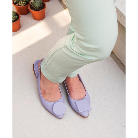 Balerini decupati din piele naturala lila Bev