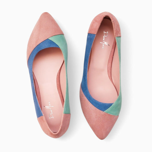 Balerini din piele intoarsa roz Sarina