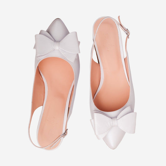 Balerini din piele naturala alb sidef Amaris