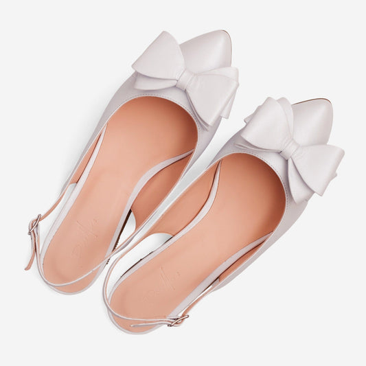 Balerini din piele naturala alb sidef Amaris