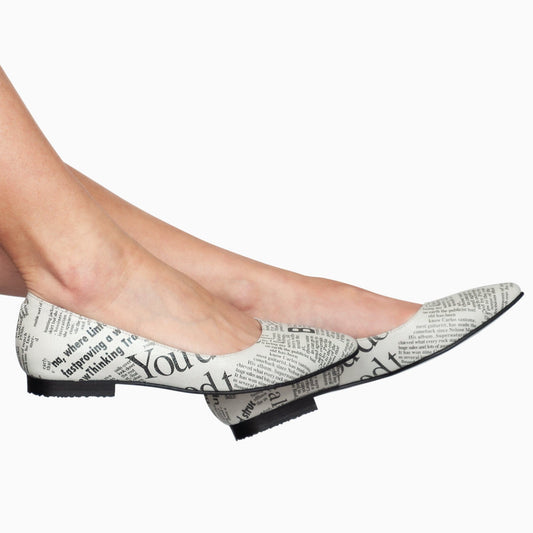 Balerini din piele naturala imprimata Good Times