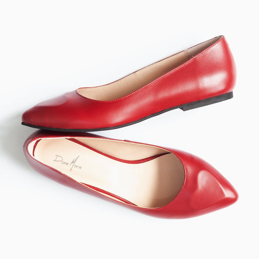 Balerini din piele naturala rosie Sonia