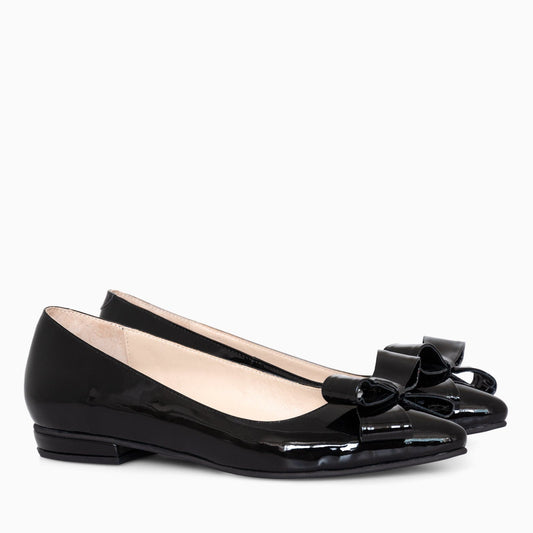 Balerini negri din piele naturala lacuita Catherine