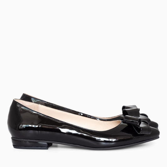 Balerini negri din piele naturala lacuita Catherine