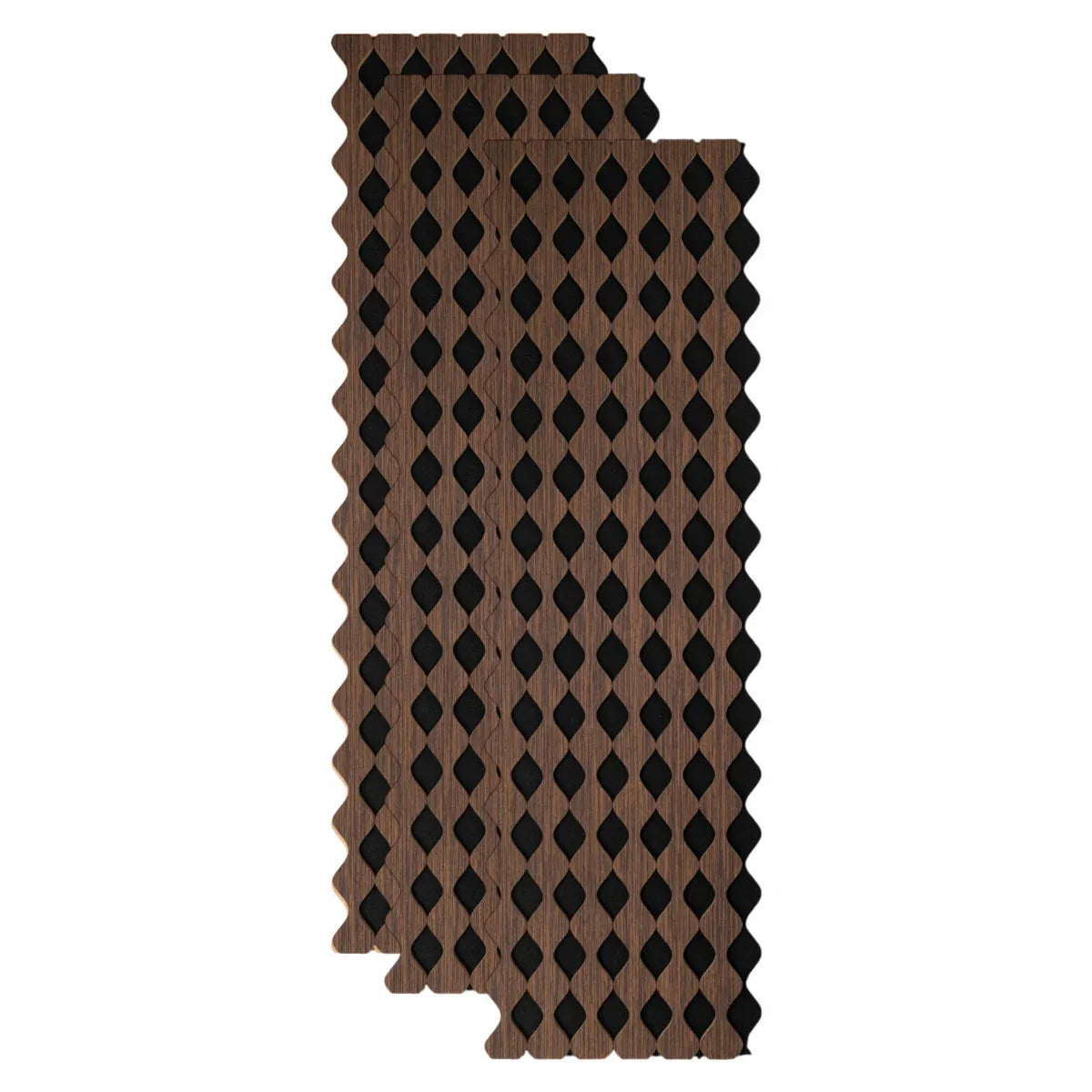 Set 3 Panouri riflaj acustic decorativ, MDF si pasla, Naimeed D6232, 240x30x1.8cm, Nuc