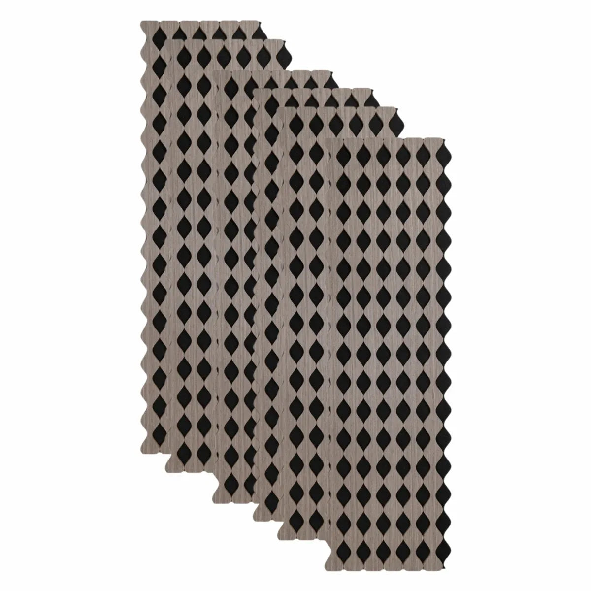 Set 6 Panouri riflaj acustic decorativ, MDF si pasla, Naimeed D6234, 240x30x1.8cm, Gri