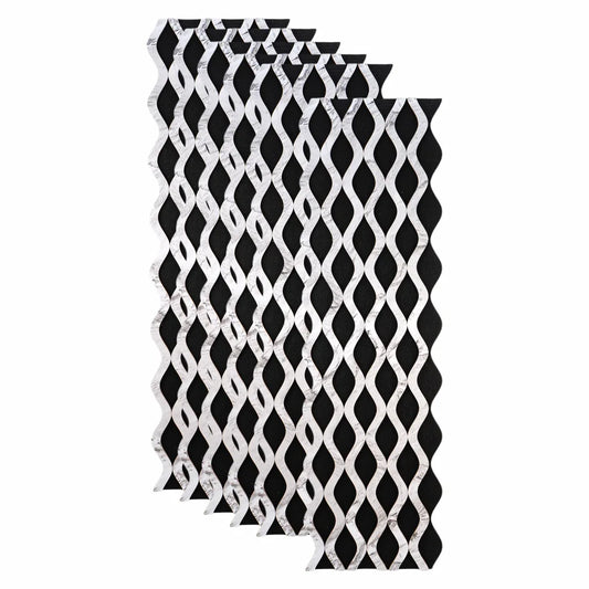 Set 6 Panouri riflaj acustic decorativ, MDF si pasla, Naimeed D6238, 240x30x1.8cm, Alb