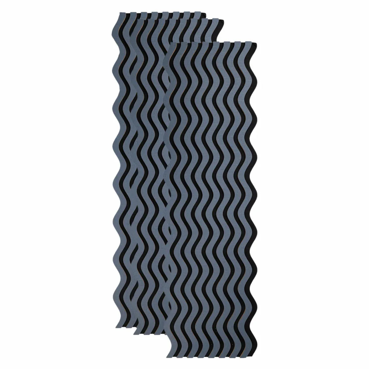 Set 3 Panouri riflaj acustic decorativ, MDF si pasla, Naimeed D6246, 240x30x1.8cm, Gri Inchis