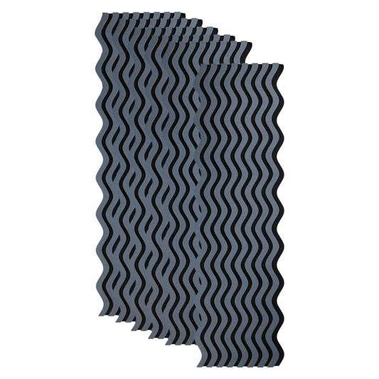 Set 6 Panouri riflaj acustic decorativ, MDF si pasla, Naimeed D6246, 240x30x1.8cm, Gri Inchis