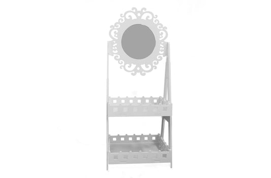 Suport pentru articole diverse, cu oglinda si 2 rafturi, Naimeed D22, culoare Alb, 100 x 40,5 x 36 cm