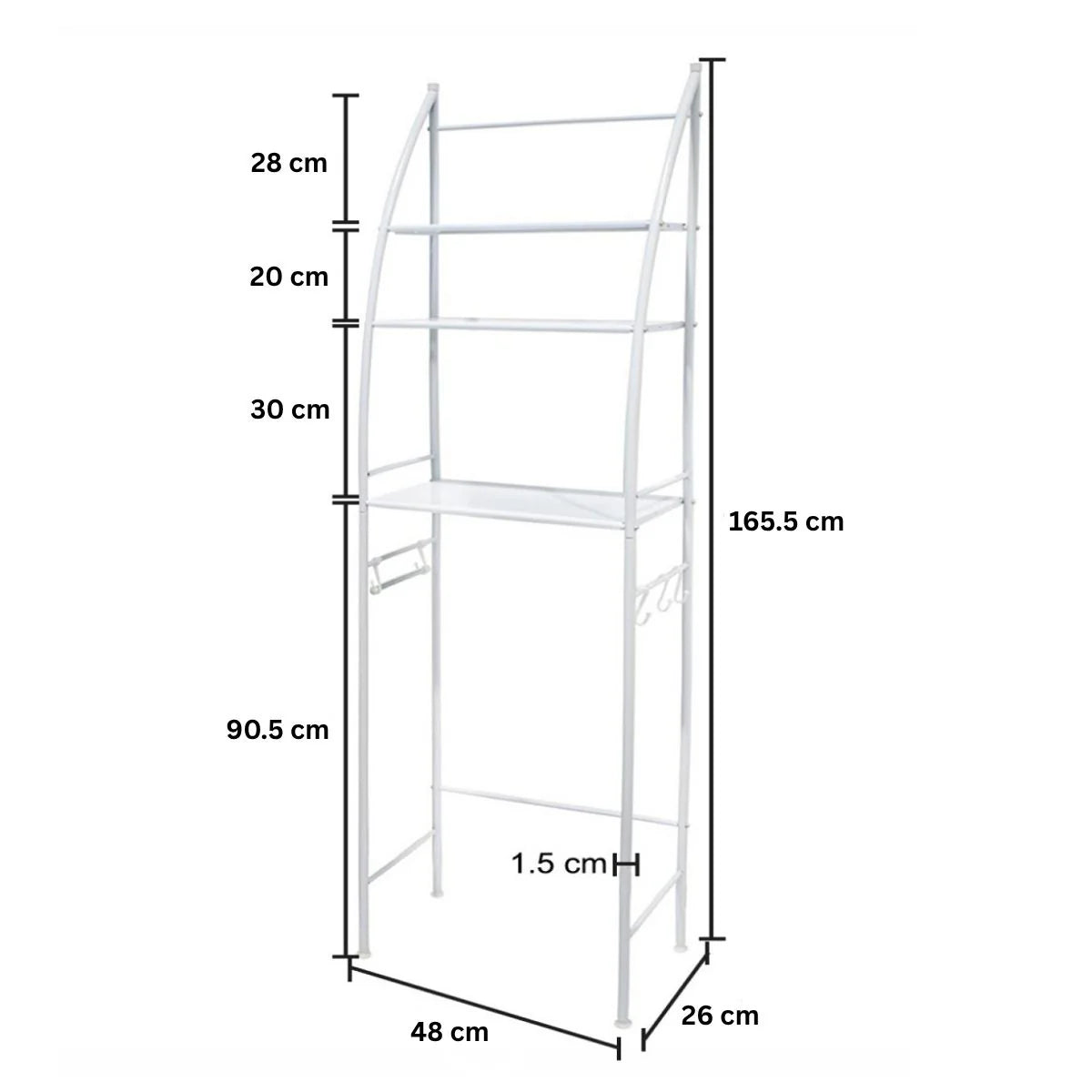 Raft de baie, 3 polite deasupra toaletei, Naimeed D4822, Alb